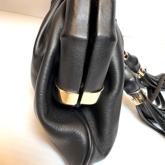 Gucci Bamboo Frame Top Tassel Clutch Black With Dust Bag - Picture 7 of 15